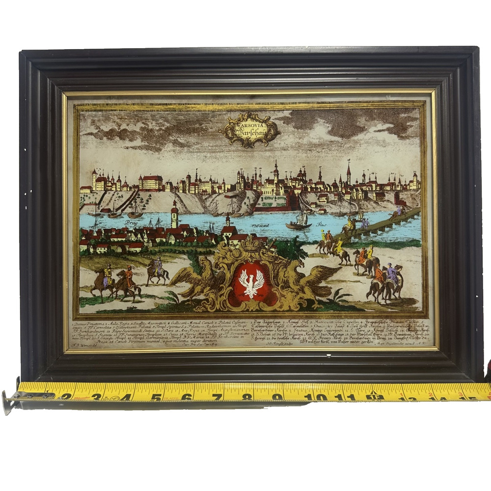 Warsaw Warsovia Hand Painted Glass Art Zbigniew Nasiorowski Workshop Framed 15